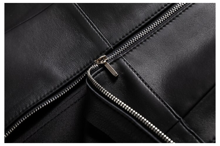 Jērādas veste Sieviešu Sieviešu Vintage Šūšanas Līnija Rāvējslēdzējs O veida kakla Dabīgās Ādas Slings Virsdrēbes Melns Tievēšanas Tops Chaleco Mujer