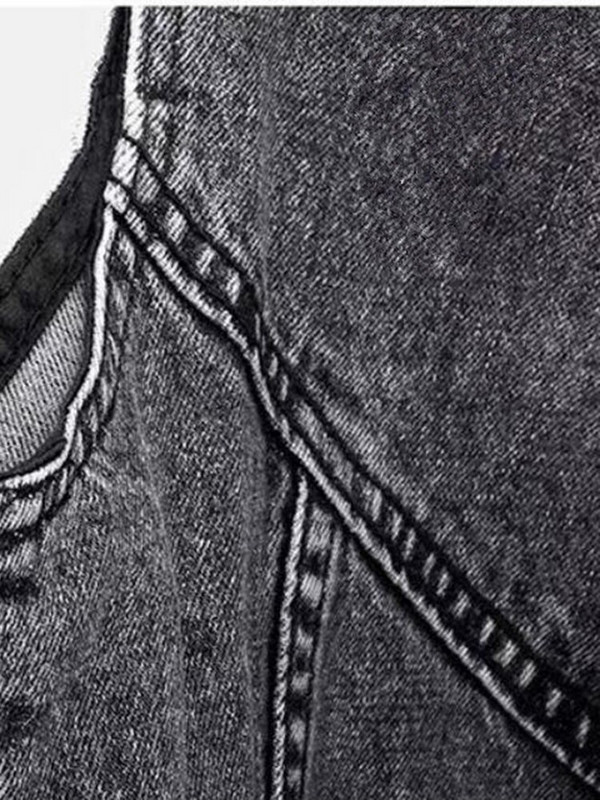 JMPRS Γκρι τζιν Γυναικείο γιλέκο με φερμουάρ Τζιν μπουφάν Φθινοπωρινό αμάνικο φαρδύ κοντό παλτό Καυζαλικό κορεάτικο γκρι γιλέκο