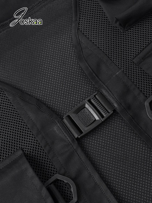 Joskaa Black Crop Majica bez rukava Ženska odjeća Modna kopčanje džepova Prozračne majice Ljeto 2022. Cargo prsluk Seksi ulična odjeća