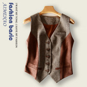 Novi ženski prsluk s modnim šavovima, retro uski ležerni široki sako bez rukava