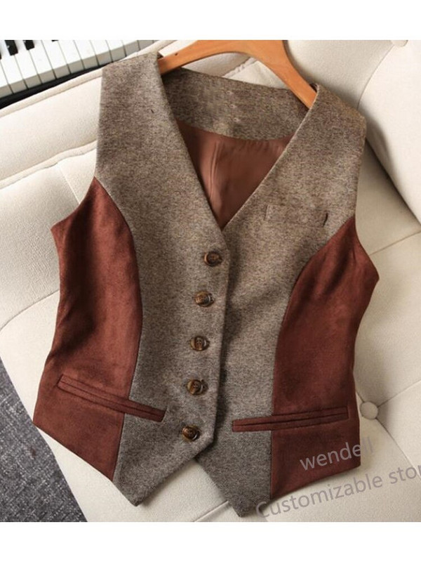 Novi ženski prsluk s modnim šavovima, retro uski ležerni široki sako bez rukava