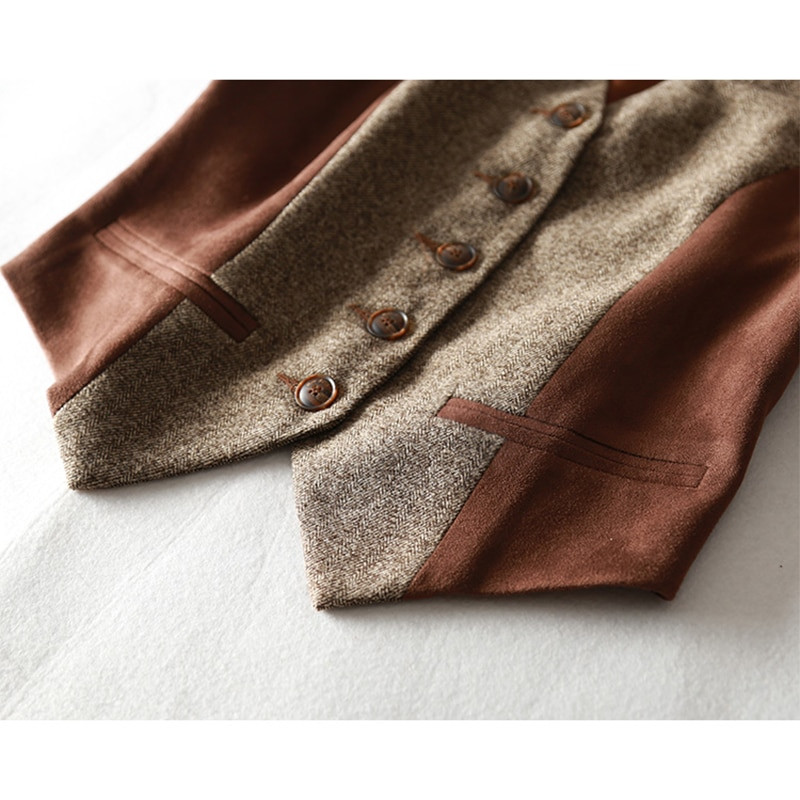 Novi ženski prsluk s modnim šavovima, retro uski ležerni široki sako bez rukava