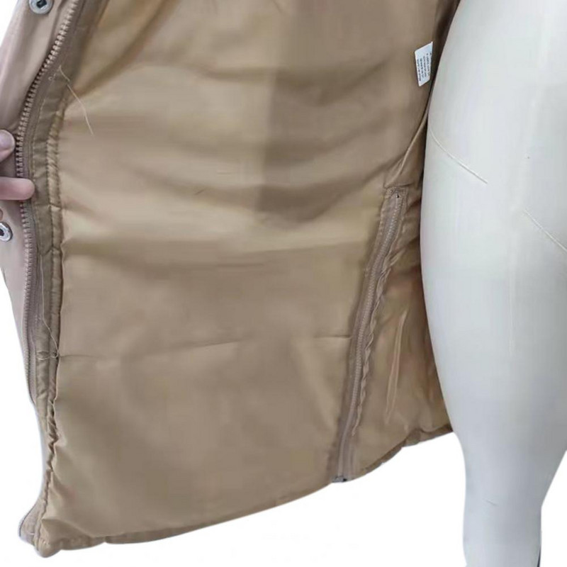 Sieviešu garā veste vienkrāsains ar kapuci rudens ziemas vienrindas kabatas ar aukliņu Virsdrēbju veste āra Sieviešu garā veste