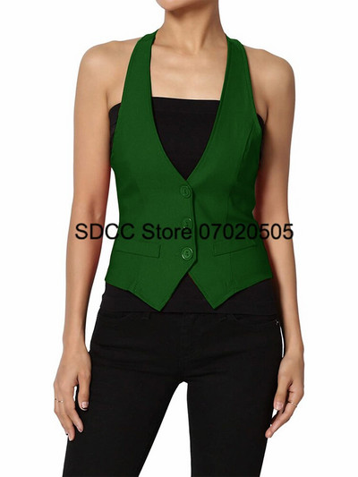 Γυναικείο γιλέκο Κοντό αμάνικο σακάκι με λαιμόκοψη σε σχήμα V Μόδα Casual Γυναικεία Παλτό Γυναικεία τζιλέτα sans Manches