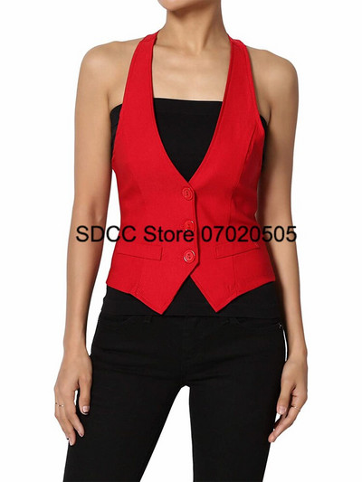 Γυναικείο γιλέκο Κοντό αμάνικο σακάκι με λαιμόκοψη σε σχήμα V Μόδα Casual Γυναικεία Παλτό Γυναικεία τζιλέτα sans Manches