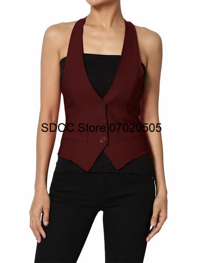 Γυναικείο γιλέκο Κοντό αμάνικο σακάκι με λαιμόκοψη σε σχήμα V Μόδα Casual Γυναικεία Παλτό Γυναικεία τζιλέτα sans Manches