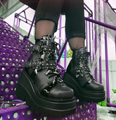 BONJOMARISA 2021 Brand Platform Designer Goth Cool Motorcyle Γυναικείες μπότες Punk Street Zipper Elastic Band Μαύρα γυναικεία παπούτσια