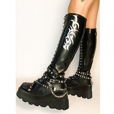 Zīmola dizains 2021 Liela izmēra 43 Platformas Augstpapēžu Kurpes Cosplay Modes Rudens Ziemas Ķīļi Kurpes Puszābaki Sieviešu