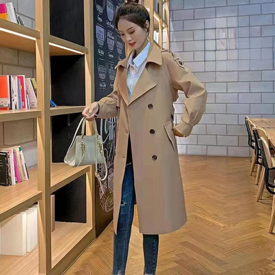 Ženska duga jakna s dvorednim kopčanjem kaki trenč proljeće jesen korejska verzija Za klasična uredska ženska poslovna jesenska odjeća