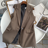 Garaouy 2022 Proljeće Ženska odijela s džepnim prslukom na preklop Kaput Sako bez rukava Prsluk Chic uredski ženski prsluk Gornja odjeća Mujer Ženski