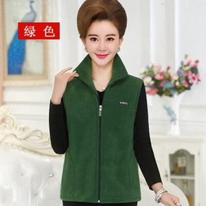 Vidēja vecuma sieviešu polāra flīsa veste jaka Liela izmēra brīva apkakle bez piedurknēm virsdrēbes Mother Solid ikdienas veste topi