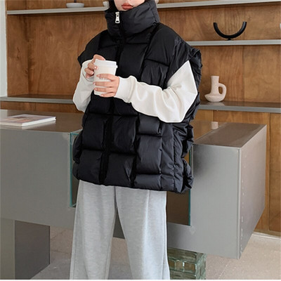 Yitimoky Winter Thicken Vests Jaka sievietēm Lielizmēra Parki Bezpiedurknēm Ielu apģērbi Y2k Modes Mēteļi Ikdienas pufera virsdrēbes