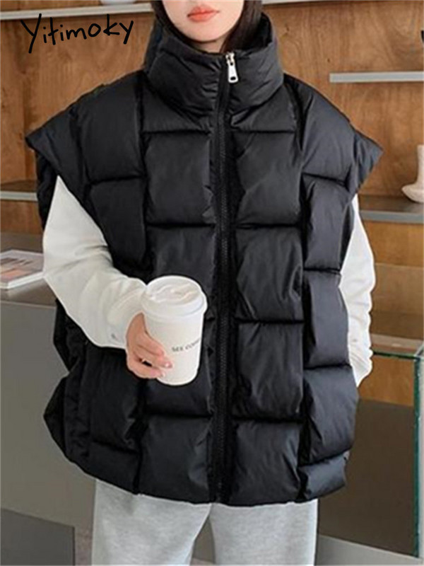 Yitimoky Winter Thicken Vests Jaka sievietēm Lielizmēra Parki Bezpiedurknēm Ielu apģērbi Y2k Modes Mēteļi Ikdienas pufera virsdrēbes