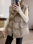 Prsluk za žene Zimska jakna Ženska modna topla podstavljena jakna za 2022. Jednobojne jakne bez rukava Ležerne vintage parke