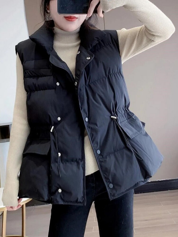 Prsluk za žene Zimska jakna Ženska modna topla podstavljena jakna za 2022. Jednobojne jakne bez rukava Ležerne vintage parke