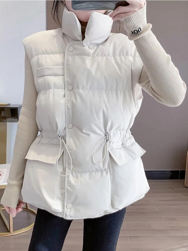 Prsluk za žene Zimska jakna Ženska modna topla podstavljena jakna za 2022. Jednobojne jakne bez rukava Ležerne vintage parke