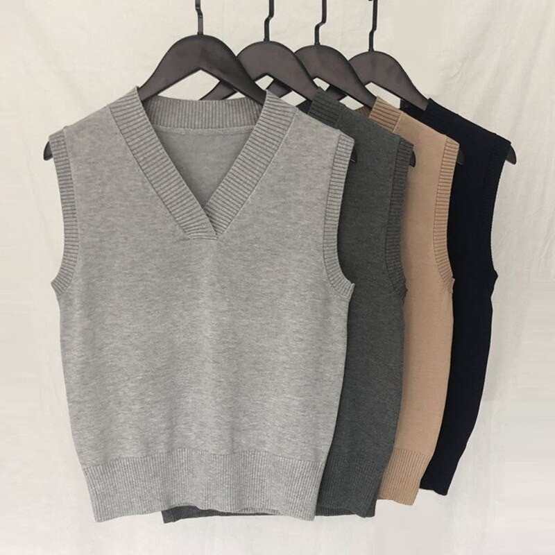 Rudens ziemas lielizmēra sieviešu trikotāžas džemperis sieviešu veste studentu pusaudžu meiteņu veste sievietēm ar V veida kakla izgriezumu, džemperis, džemperis