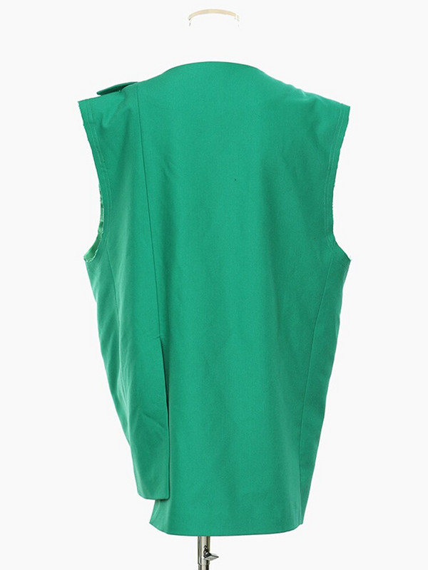 [EAM] Ženski opušteni zeleni nepravilni prsluk velike veličine, novi izdubljeni prsluk bez rukava, moda bez rukava, proljeće, jesen 2022. 1DE1536