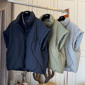 Modes statīva apkakle brīva silta ikdienas veste rāvējslēdzējs bez piedurknēm polsterētas jakas 2022. gada rudens ziema, cieta, universāla parka veste