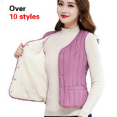 Sieviešu veste bez piedurknēm ziemas silta lielizmēra 4XL dūnu kokvilnas polsterēta jaka villus Sieviešu Veats Slim fit Veste bez piedurknēm