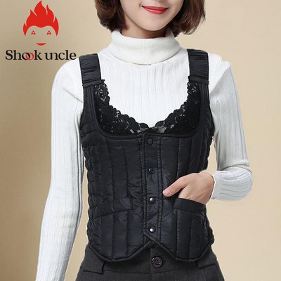 Sieviešu veste bez piedurknēm ziemas silta lielizmēra 4XL dūnu kokvilnas polsterēta jaka villus Sieviešu Veats Slim fit Veste bez piedurknēm