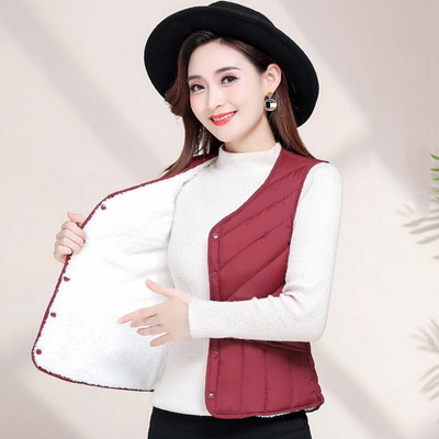 Sieviešu veste bez piedurknēm ziemas silta lielizmēra 4XL dūnu kokvilnas polsterēta jaka villus Sieviešu Veats Slim fit Veste bez piedurknēm