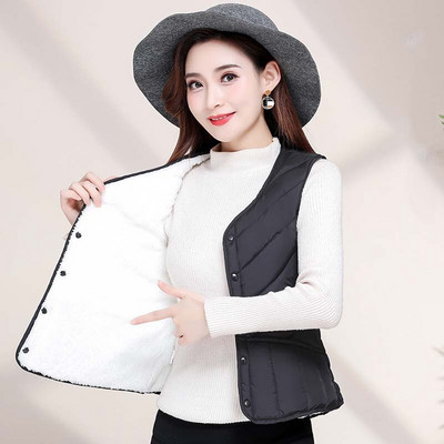 Sieviešu veste bez piedurknēm ziemas silta lielizmēra 4XL dūnu kokvilnas polsterēta jaka villus Sieviešu Veats Slim fit Veste bez piedurknēm