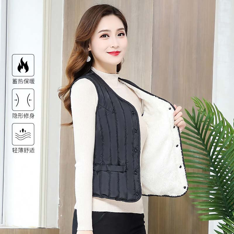 Sieviešu veste bez piedurknēm ziemas silta lielizmēra 4XL dūnu kokvilnas polsterēta jaka villus Sieviešu Veats Slim fit Veste bez piedurknēm