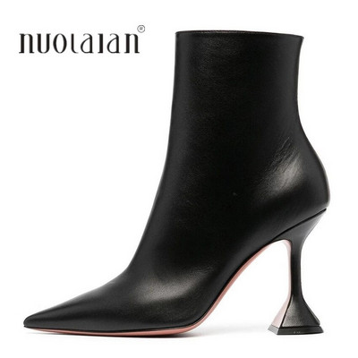 NOVO Jesen Zima Ženske gležnjače Seksi ženske cipele na špic Tanke visoke pete Ženske cipele Ženske cipele Velike veličine 35-42