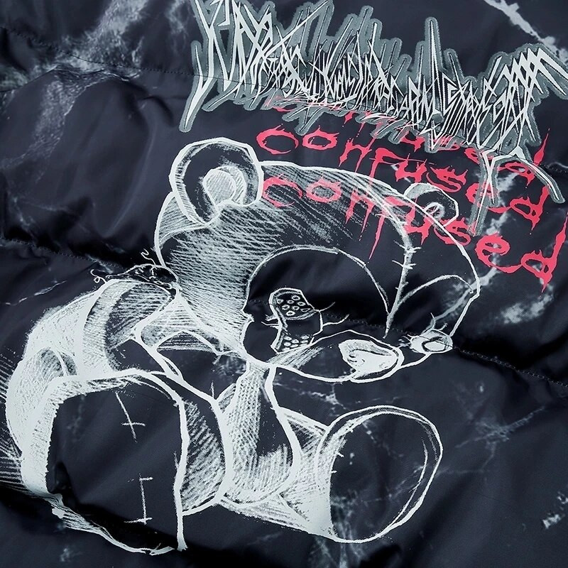 Zimska podstavljena jakna Muškarci Žene Prevelika ulična parka s printom medvjeda za par Harajuku Debeli topli kaput s mjehurićima 2022.