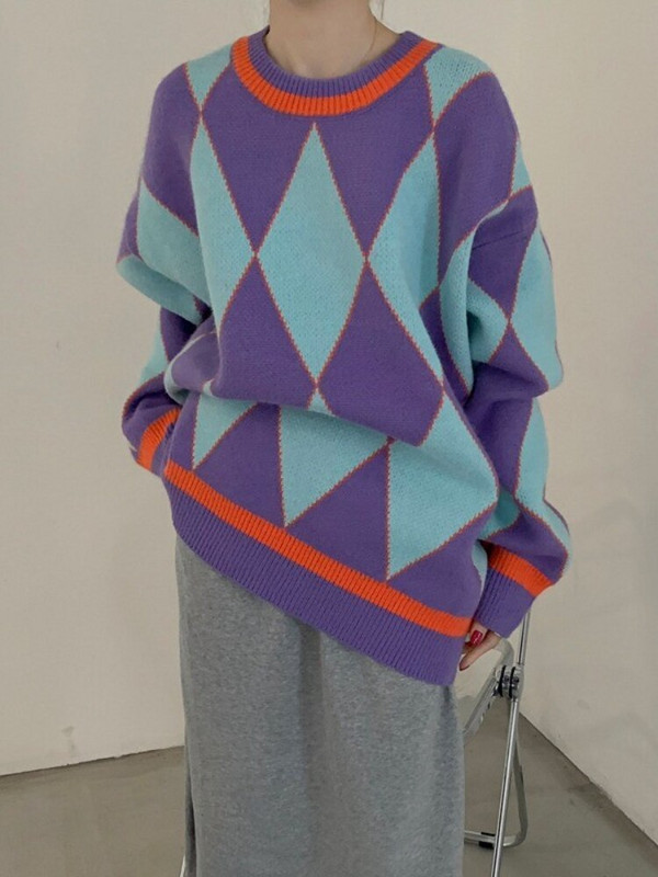 Modes topi 2022. g. sieviešu rudens ziema, jauns, purpursarkans, režģī izšūts džemperis.