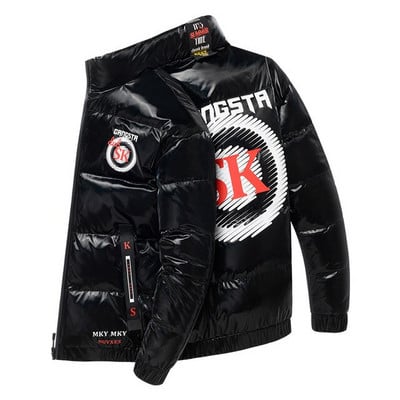 2022. Nova svijetla kožna muška deblja topla zimska jakna Ležerna parka, gornja odjeća, jesenska vodootporna samostojeća ovratnica, kaput s kapuljačom Odjeća