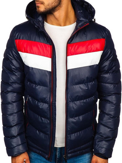 Ανδρικό μπουφάν ZOGAA Fashion δίχρωμο βαμβακερό μπουφάν με κουκούλα