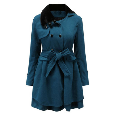 Modes Jauni Ziemas Mēteļi Eiropa Divrindu mēteļi Sieviešu ikdienas Kleitas ar garām piedurknēm Apģērbi Virsdrēbes