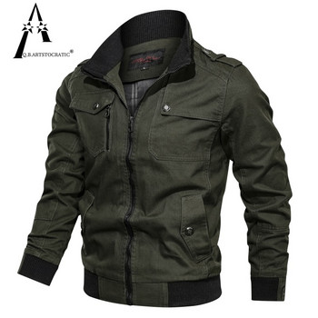 Army Men Bomber Jacket Pure Cotton Streetwear Pilot Flight Outwear Military Windbreaker Cargo Flight Coat Άνοιξη/Φθινόπωρο 2022