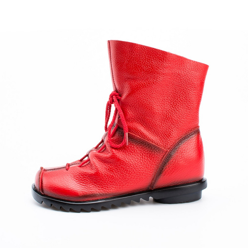 2022 Cizme de damă din  în stil vintage Cizme plate Cizme de damă din  moale Cizme cu fermoar lateral zapatos mujer