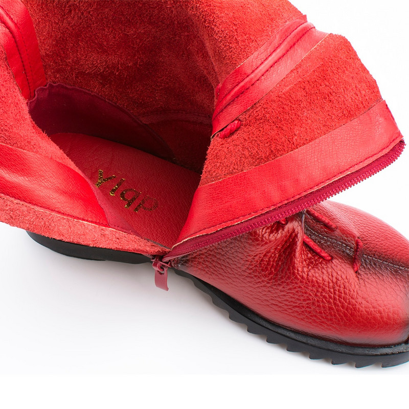 2022 Cizme de damă din  în stil vintage Cizme plate Cizme de damă din  moale Cizme cu fermoar lateral zapatos mujer