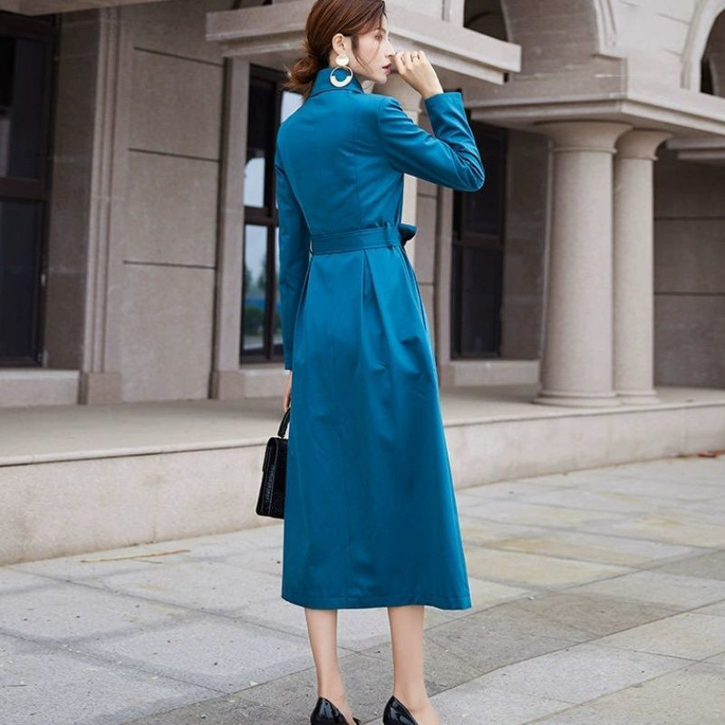 Nova proljetna jesen ženska balonerica s elegantnim gumbima Vintage uska vjetrovka s dvostrukim kopčanjem Ženski uredski dugi kaput