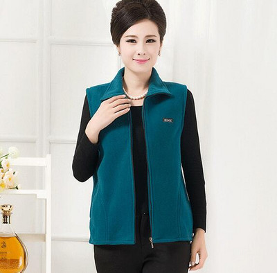 Sieviešu flīsa veste sieviešu rudens un ziemas pusmūža mātes pielādēta flīsa veste liela izmēra