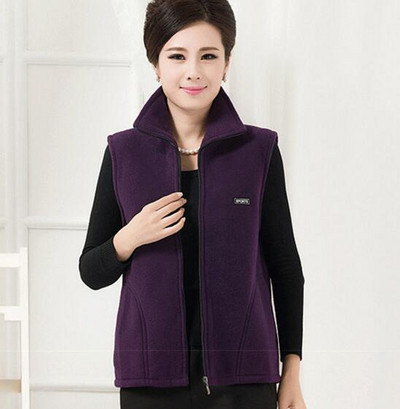 Sieviešu flīsa veste sieviešu rudens un ziemas pusmūža mātes pielādēta flīsa veste liela izmēra