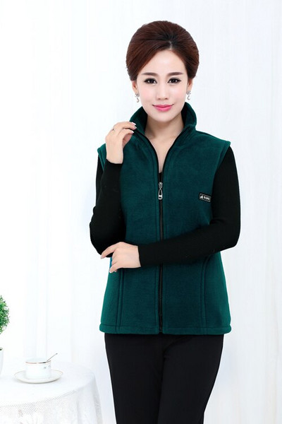 Sieviešu flīsa veste sieviešu rudens un ziemas pusmūža mātes pielādēta flīsa veste liela izmēra