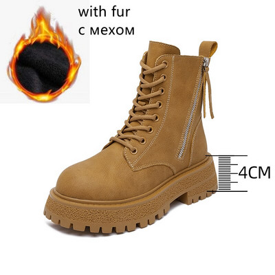 2022. gada liela izmēra 34–43 sniega zābaki un kažokādas sieviešu britu stila retro stila puszābaki, rudens rudens ziemas ziemas puszābaki