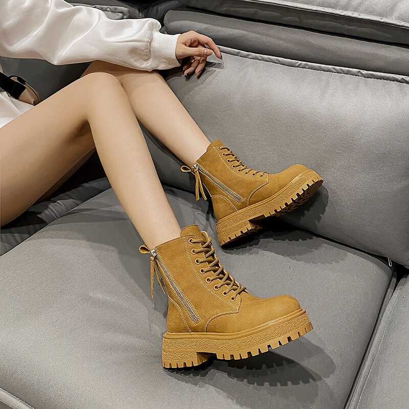 2022. gada liela izmēra 34–43  sniega zābaki un kažokādas sieviešu britu stila retro stila puszābaki, rudens rudens ziemas ziemas puszābaki