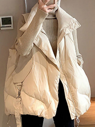 Veste Sieviešu jaka Vēja necaurlaidīga veste Ziemas silta sieviešu masīva brīva jaka bez piedurknēm Sieviešu mētelis ar kabatām Colete Feminino