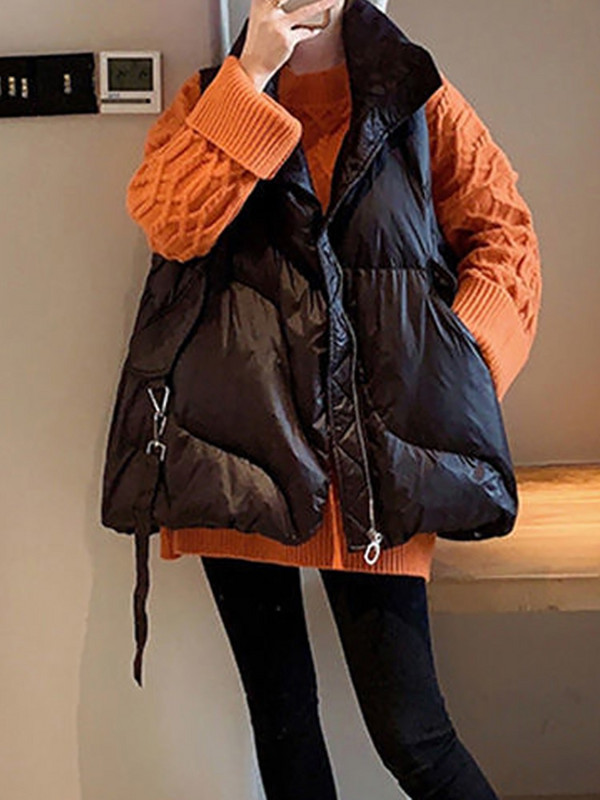 Veste Sieviešu jaka Vēja necaurlaidīga veste Ziemas silta sieviešu masīva brīva jaka bez piedurknēm Sieviešu mētelis ar kabatām Colete Feminino