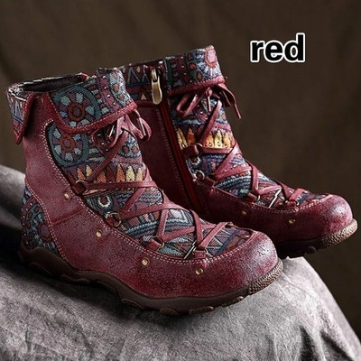 Žene, kratke gležnjače u retro boemskom stilu, čizme, čizme, ležerne cipele, ženske zimske čizme, Botas mujer invierno 2020.