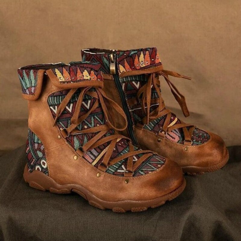 Žene, kratke gležnjače u retro boemskom stilu, čizme, čizme, ležerne cipele, ženske zimske čizme, Botas mujer invierno 2020.