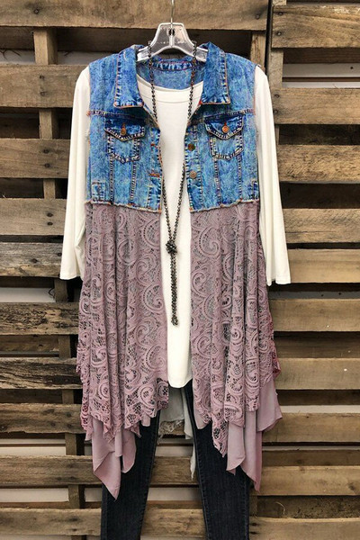 Sieviešu jaka pavasara un vasaras universāls džinsa veste, mežģīņu apakšmala, ar izšūšanu, džinsa veste, 2021. gada jauns sieviešu apģērbs