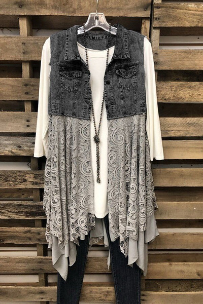 Sieviešu jaka pavasara un vasaras universāls džinsa veste, mežģīņu apakšmala, ar izšūšanu, džinsa veste, 2021. gada jauns sieviešu apģērbs