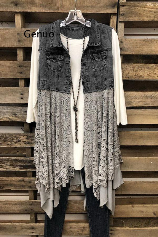 Sieviešu jaka pavasara un vasaras universāls džinsa veste, mežģīņu apakšmala, ar izšūšanu, džinsa veste, 2021. gada jauns sieviešu apģērbs